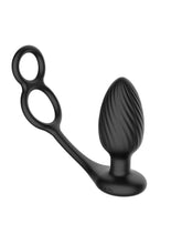 Load image into Gallery viewer, Nexus Tornado Silicone Rechargeable Remote Rotating Plug with Cock and Ball Rings - Black
