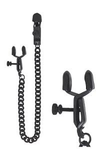 Open Wide Nipple Clamps with Black Chain