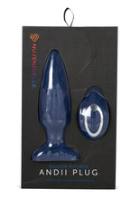 Load image into Gallery viewer, Nu Sensuelle Andii Rechargeable Silicone Plug with Roller Motion - Blue/Navy Blue
