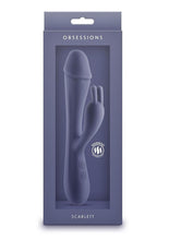 Load image into Gallery viewer, Obsessions Scarlett Rechargeable Silicone Rabbit Vibrator - Blue/Navy
