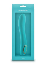 Load image into Gallery viewer, Obsessions Zeus Rechargeable Silicone Vibrator - Aqua/Blue
