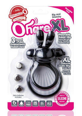 Ohare XL Vibrating Double Cock Ring - Black/Blue