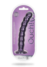 Load image into Gallery viewer, Ouch! Beaded G-Spot Silicone Dildo 8in - Metallic - Purple
