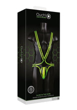 Load image into Gallery viewer, Ouch! Bonded Leather Full Body Harness - Black/Glow In The Dark/Green - Large/XLarge
