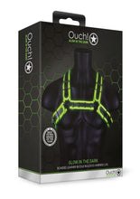Load image into Gallery viewer, Ouch! Buckle Bulldog Harness - Black/Glow In The Dark/Green - Large/XLarge

