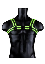 Load image into Gallery viewer, Ouch! Buckle Harness - Black/Glow In The Dark/Green - Large/XLarge
