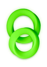 Load image into Gallery viewer, Ouch! Cock Ring Silicone - Glow In The Dark/Green - 2pc/Set
