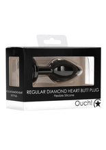 Load image into Gallery viewer, Ouch! Diamond Heart Butt Plug - Regular - Black
