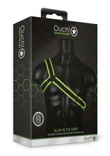 Load image into Gallery viewer, Ouch! Gladiator Harness - Black/Glow In The Dark/Green - Medium/Small
