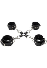 Load image into Gallery viewer, Ouch! Leather Hand and Leg Cuff - Black/Silver
