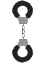 Load image into Gallery viewer, Ouch! Pleasure Furry Handcuffs - Black/Metal
