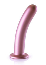 Load image into Gallery viewer, Ouch! Smooth G-Spot Silicone Dildo 7in - Metallic - Rose Gold
