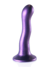 Load image into Gallery viewer, Ouch! Ultra Soft Curvy G-Spot Silicone Dildo 7in - Metallic - Purple
