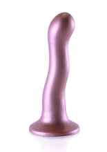 Load image into Gallery viewer, Ouch! Ultra Soft Curvy G-Spot Silicone Dildo 7in - Mettalic - Rose Gold
