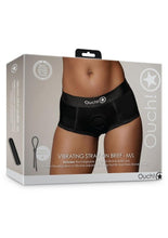 Load image into Gallery viewer, Ouch! Vibrating Strap-On Brief Rechargeable - Black - Large/Medium
