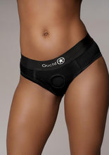 Load image into Gallery viewer, Ouch! Vibrating Strap-On High-Cut Brief Rechargeable - Black - Large/Medium
