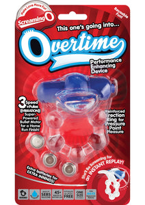 Overtime Silicone Vibrating Cock Ring Waterproof - Blue