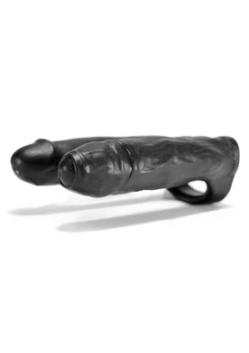 Oxballs 3-Way Penetrator Double Dildo and Cock Ring - Black - 8in