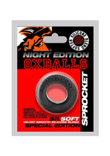 Load image into Gallery viewer, Oxballs Atomic Jock Sprocket Super Stretchy Cock Ring Night Edition - Black
