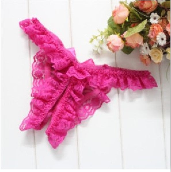 Lacy Flowers Crotchless Panty - O/S (Rose)