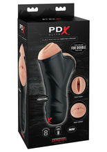 Load image into Gallery viewer, Pipedream Extreme Elite Double Penetration Vibrating Masturbator - Pussy and Mouth - Black/Vanilla
