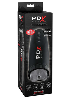 Pipedream Extreme Elite Rechargeable Motorbator 2 Masturbator - Pussy - Black/Clear