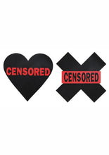 Load image into Gallery viewer, Peekaboo Censored Hearts and X Pasties - Black/Red
