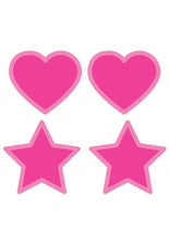 Load image into Gallery viewer, Peekaboo Glow In The Dark Hearts and Stars Pasties - Glow In The Dark/Hot Pink/Pink
