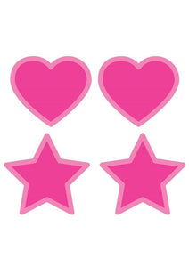 Peekaboo Glow In The Dark Hearts and Stars Pasties - Glow In The Dark/Hot Pink/Pink