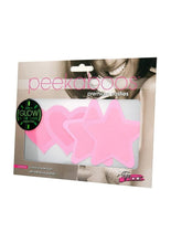 Load image into Gallery viewer, Peekaboo Glow In The Dark Hearts and Stars Pasties - Glow In The Dark/Hot Pink/Pink
