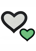 Load image into Gallery viewer, Peekaboo Glow In The Dark Hearts Pasties - Black/Glow In The Dark/Green
