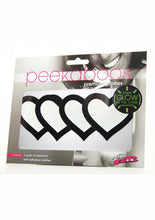 Load image into Gallery viewer, Peekaboo Glow In The Dark Hearts Pasties - Black/Glow In The Dark/Green
