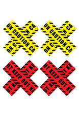 Load image into Gallery viewer, Peekaboos Caution X Pasties - Red/Yellow
