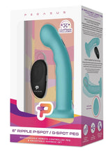 Load image into Gallery viewer, Pegasus Remote Control Ripple P-Spot/G-Spot Silicone Peg with Harness - Aqua/Teal - 6in
