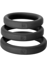 Load image into Gallery viewer, Perfect Fit Xact-Fit Silicone Ring Kit - Black - Medium/Small - 3 Pack

