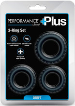 Load image into Gallery viewer, Performance Plus Drift Silicone Cock Rings - Black - 3 Piece Set
