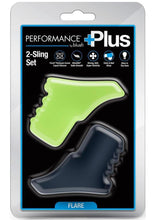 Load image into Gallery viewer, Performance Plus Flare Silicone Cock Sling - Black/Glow In The Dark/Green - 2 Piece/Set
