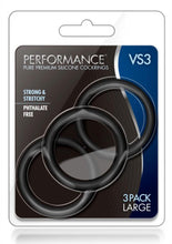 Load image into Gallery viewer, Performance Vs3 Pure Premium Silicone Cock Rings - Black - Large - 3 Pack
