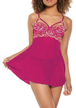 Load image into Gallery viewer, Pink Pussycat Babydoll and Thong - Pink/Rose Gold - Small
