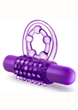 Load image into Gallery viewer, Play with Me The Player Vibrating Double Strap Cock Ring - Purple

