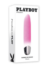 Load image into Gallery viewer, Playboy Bunnies On Parade Rechargeable Silicone Vibrator with Clitoral Stimulator - Pink
