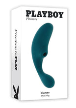 Load image into Gallery viewer, Playboy Charmer Rechargeable Silicone Dual Vibrator with Clitoral Stimulation - Green
