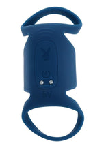 Load image into Gallery viewer, Playboy Jet Pack Rechargeable Silicone Double Ring Penis Vibrator - Blue
