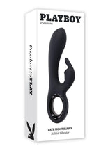 Load image into Gallery viewer, Playboy Late Night Bunny Rechargeable Silicone Dual Vibrator - Black
