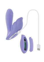Load image into Gallery viewer, Playboy Lilac Fantasy Rechargeable Silicone Tapping Dual Vibrator with Remote
