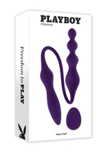 Load image into Gallery viewer, Playboy This and That Rechargeable Silicone Dual End Anal Plug and Vibrator - Purple
