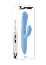 Load image into Gallery viewer, Playboy Up and Away Rechargeable Silicone Rabbit Vibrator - Blue
