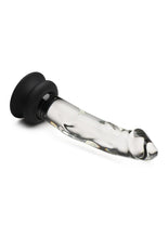Load image into Gallery viewer, Pleasure Crystals Glass Dildo with Silicone Base - Black/Clear - 7.6in
