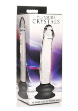 Load image into Gallery viewer, Pleasure Crystals Glass Dildo with Silicone Base - Black/Clear - 7.6in
