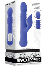 Load image into Gallery viewer, Pop Goes The O Rechargeable Silicone Triple Motor Thrusting Rabbit Vibrator - Blue
